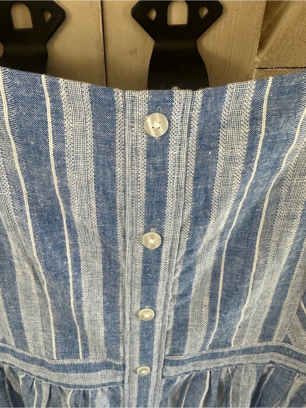 Draper James Blue White Linen Blend Stripe Button Front Midi Dress Size 10 - Picture 4 of 12